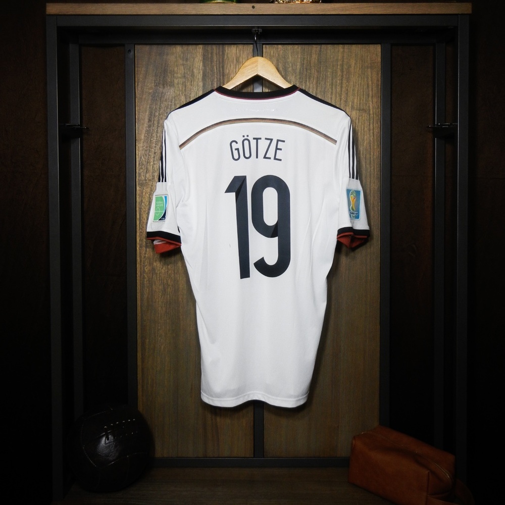 Germany 2014 Home Jersey – Mario Götze #19 – Medium – White, Black & Red Adidas